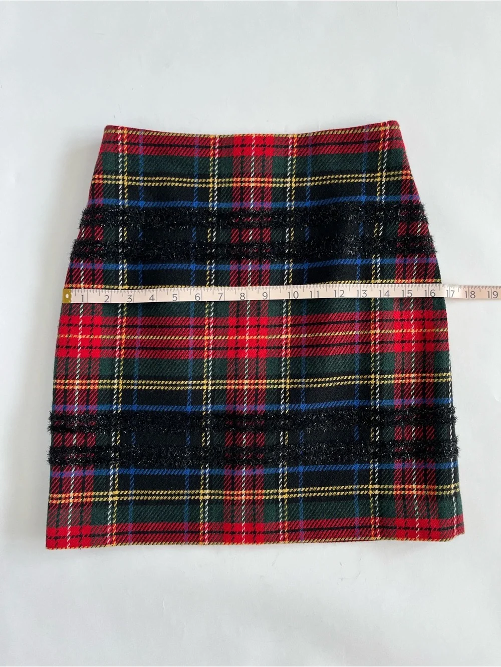 J. Crew Red Tartan Plaid Mini Skirt with Navy & Green